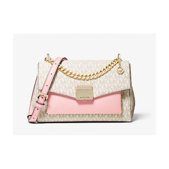 Michael Kors Handbags - Michael Kors Lita Med Two Tone Logo Xbody Bag